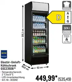 METRO METRO PROFESSIONAL Glastür-Umluft Kühlschrank GSC2350B Angebot