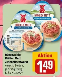REWE Rügenwalder Mühlen Mett Zwiebelmettwurst Angebot