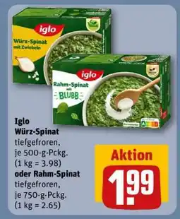 REWE Iglo Würz-Spinat oder Rahm-Spinat Angebot