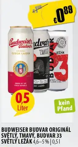 FreeOneShop BUDWEISER BUDVAR ORIGINÁL SVĚTLÝ, TMAVÝ, BUDVAR 33 SVĚTLÝ LEŽÁK Angebot