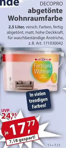 Sonderpreis Baumarkt DECOPRO abgetönte Wohnraumfarbe Angebot