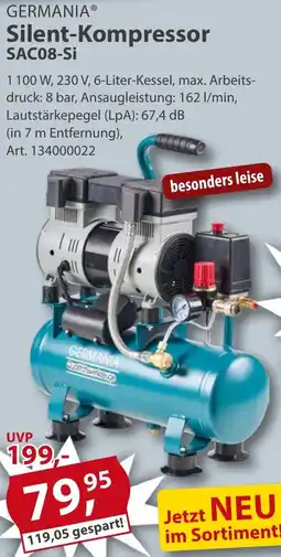 Sonderpreis Baumarkt GERMANIA Silent-Kompressor SAC08-Si Angebot