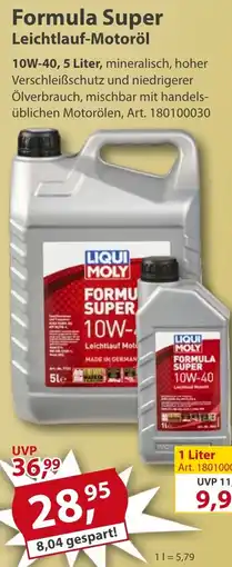 Sonderpreis Baumarkt LIQUI MOLY Formula Super Leichtlauf-Motoröl 10W-40 Angebot