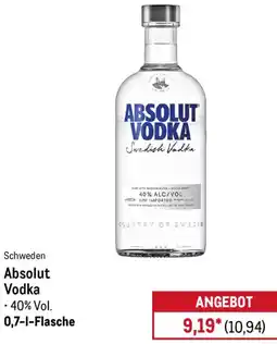 METRO Schweden Absolut Vodka Angebot