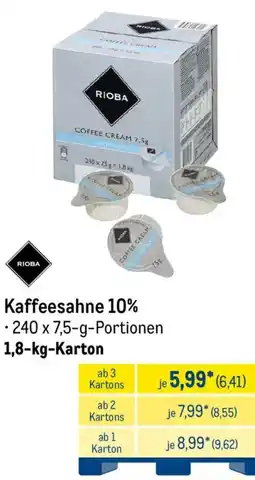 METRO RIOBA Kaffeesahne 10% Angebot