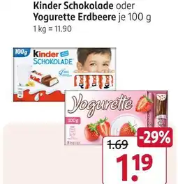 Rossmann Kinder schokolade oder yogurette erdbeere Angebot