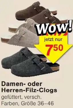 Jawoll Damen oder Herren-Filz-Clogs Angebot