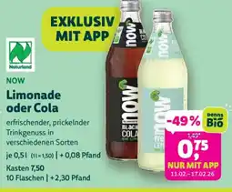 Biomarkt NOW Limonade oder Cola Angebot