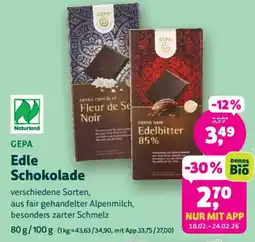 Biomarkt GEPA Edle Schokolade Angebot