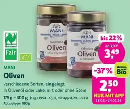 Biomarkt MANI Oliven Angebot