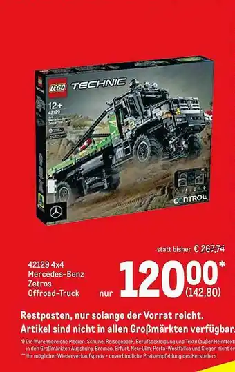 METRO Lego Technic 42129 4x4 Mercede-benz Zetros Offroad-truck Angebot