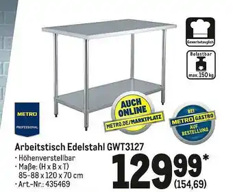 METRO Metro Professional Arbeitstisch Edelstahl Gwt3127 Angebot