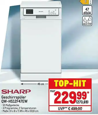 METRO Sharp Geschirrspüler Qw-hs12f47ew Angebot