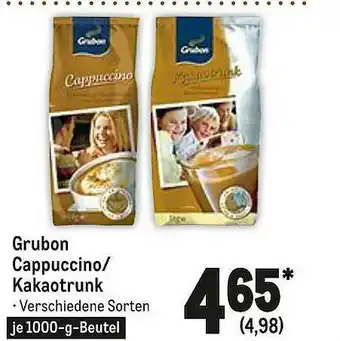 METRO Grubon Cappuccino Oder Kakaotrunk Angebot