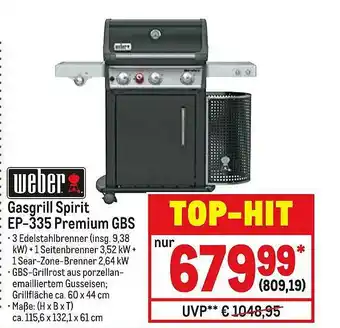 METRO Weber Gasgrill Spirit Ep-335 Premium Gbs Angebot