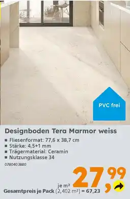 Globus Baumarkt Designboden Tera Marmor weiss Angebot