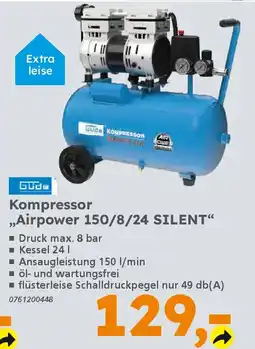 Globus Baumarkt Güde Kompressor ,,Airpower 150/8/24 SILENT" Angebot