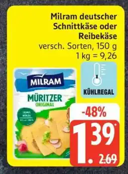 Edeka Milram deutscher Schnittkäse oder Reibekäse Angebot
