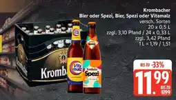 Edeka Krombacher Bier oder Spezi, Bier, Spezi oder Vitamalz Angebot