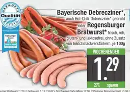 Edeka Bayerische Debrecziner oder Regensburger Bratwurst Angebot