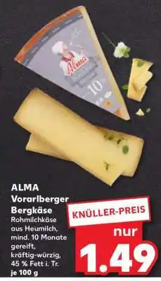 Kaufland ALMA Vorarlberger Bergkäse Angebot