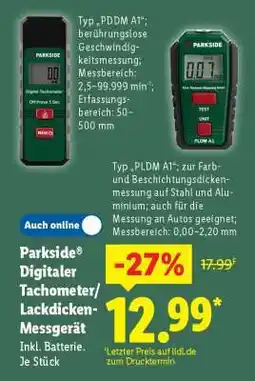 Lidl Parkside Digitaler Tachometer/Lackdicken-Messgerät Angebot