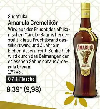 METRO Südafrika Amarula Cremelikör Angebot