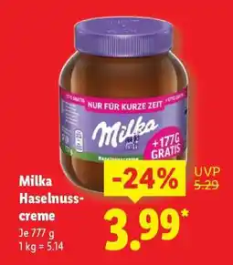 Lidl MILKA Haselnusscreme Angebot