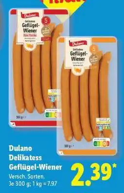 Lidl Dulano Delikatess Geflügel-Wiener Angebot
