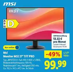 Lidl MSI Monitor MSI 27 TFT PRO Angebot