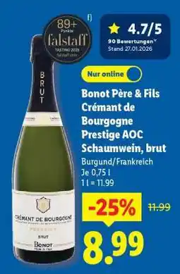 Lidl Bonot Père & Fils Crémant de Bourgogne Prestige AOC Schaumwein, brut Angebot