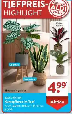 Aldi Süd Kunstpflanze im Topf Angebot