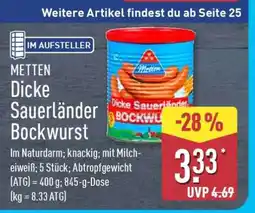 Aldi Nord METTEN Dicke Sauerländer Bockwurst Angebot