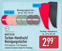 Aldi Nord NOVITESSE Turban-Handtuch/Reinigungstücher Angebot