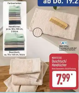 Aldi Nord NOVITESSE Duschtuch/Handtücher Angebot