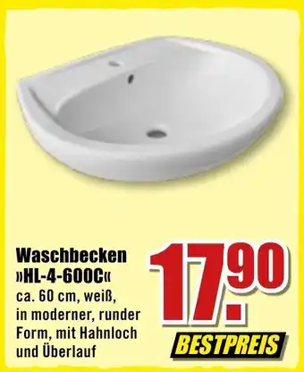 B1 Discount Baumarkt Waschbecken HL-4-600C Angebot