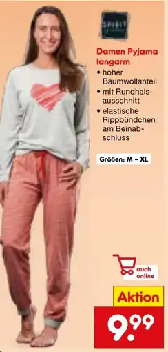 Netto Marken-Discount Spirit of Colours Damen-Langarm-Pyjama Angebot