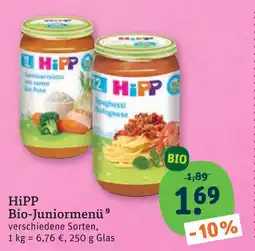 tegut Hipp bio-juniormenü Angebot