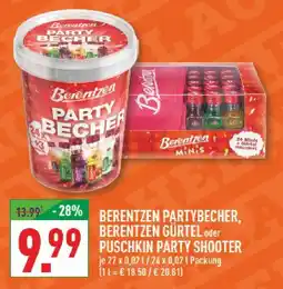 Marktkauf Berentzen oder puschkin partybecher, gürtel oder party shooter Angebot