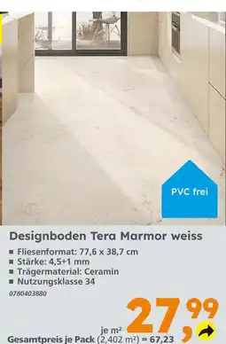 Globus Baumarkt Designboden tera marmor weiss Angebot