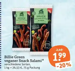 tegut Billie green veganer snack salami Angebot