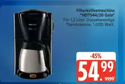 Marktkauf Philips filterkaffeemaschine hd7544/20 gaia Angebot