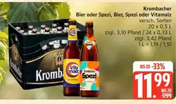 Marktkauf Krombacher bier oder spezi, bier, spezi oder vitamalz Angebot