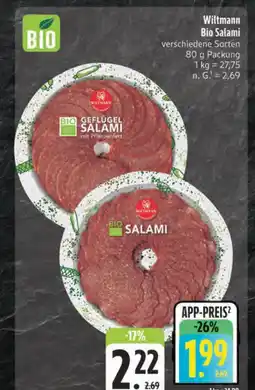 E-Center Wiltmann bio geflügel salami Angebot
