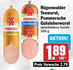 HIT Rügenwalder Teewurst, Pommersche Gutsleberwurst Angebot
