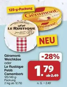 Famila Nord Ost Géramont Weichkäse oder Le Rustique Petit Camembert Angebot