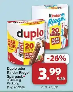 Famila Nord Ost Duplo oder Kinder Riegel Sparpack Angebot