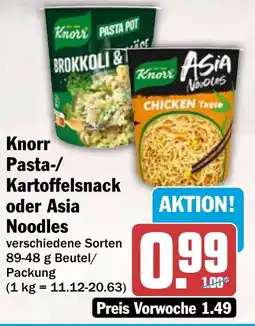 HIT Knorr Pasta-/ Kartoffelsnack oder Asia Noodles Angebot