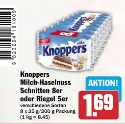 HIT Knoppers Milch-Haselnuss Schnitten 8er oder Riegel 5er Angebot