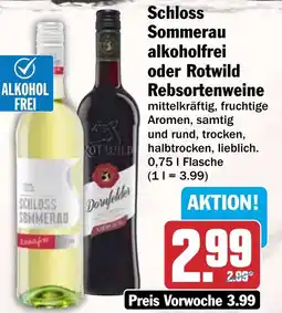HIT Schloss Sommerau alkoholfrei oder Rotwild Rebsortenweine Angebot